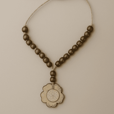 Rustic Blossom Wood Necklace 