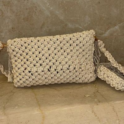 شنطه كتف أو كروس من أعمال المكرميه