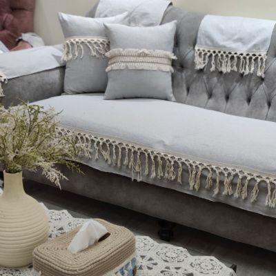 طقم كفرات كنب يدوي بلمسة ماكرمية