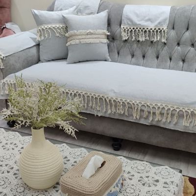 طقم كفرات كنب يدوي بلمسة ماكرمية