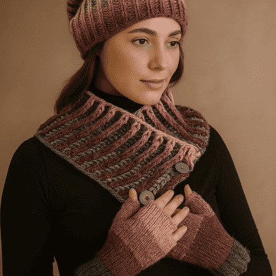 طقم ايس كاب وكوفية رقبة وجوانتي