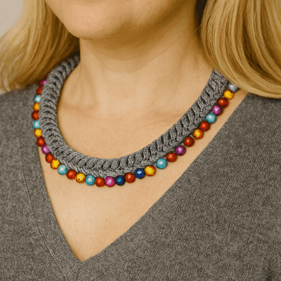 Colorful Beaded crochet necklace 