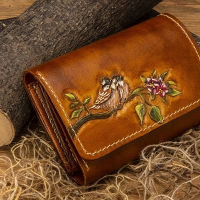 Hand-carved women's wallet
