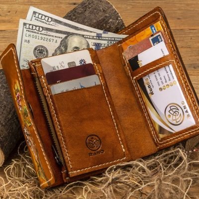 Hand-carved women's wallet