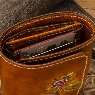 Hand-carved women's wallet