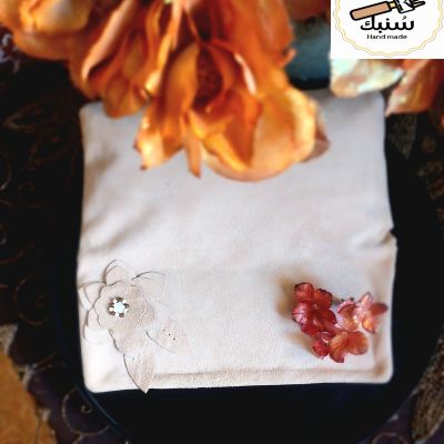 Women's clutch, genuine leather suede