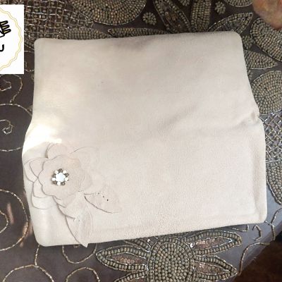 Women's clutch, genuine leather suede