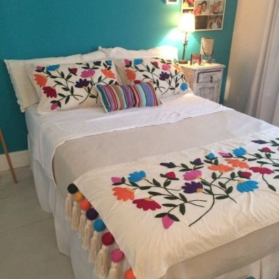  رانر سرير تطريز يدوى