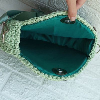 شنطه كروشيه بخيط المكرميه 