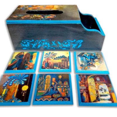 Napkins box with coasters 