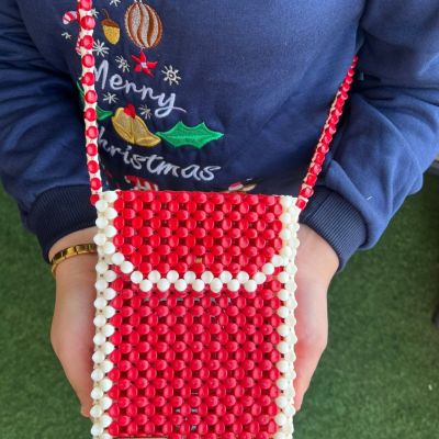 شنطه خرز ابيض * احمر 