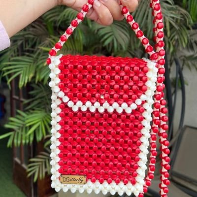 شنطه خرز ابيض * احمر 