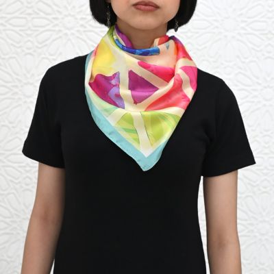Vibrant Triangles - square Scarf