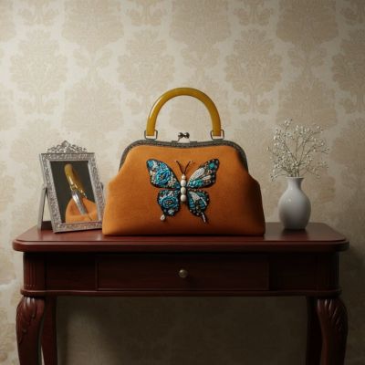 قطعة مصنوعة يدوياً من الجلد الطبيعي مزينة بحجر العقيق