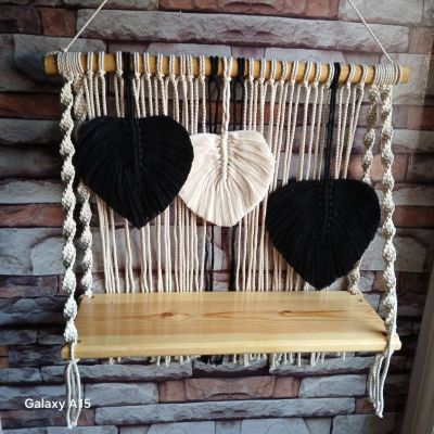A macrame shelf 