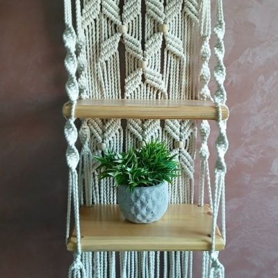 A macrame shelf 
