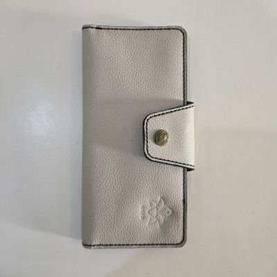 محفظة نسائية طويلة قابلة للطي - أبيض مائل للبيج