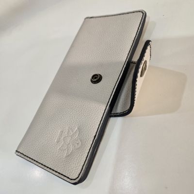 محفظة نسائية طويلة قابلة للطي - أبيض مائل للبيج