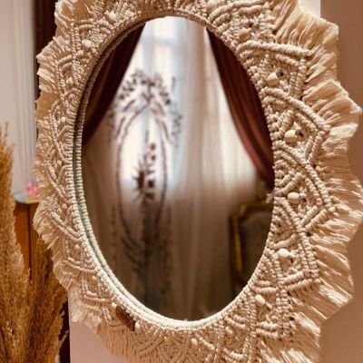 Macrame decorative mirror