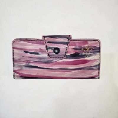 محفظه نسائيه طويله قابله للطي - ضربات الفرشاه بالبمبي والأسود 