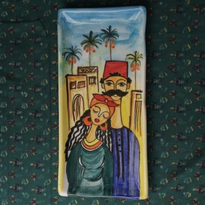 طبق خزفى مزخرف