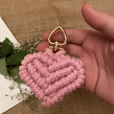 Macrame heart keychain 