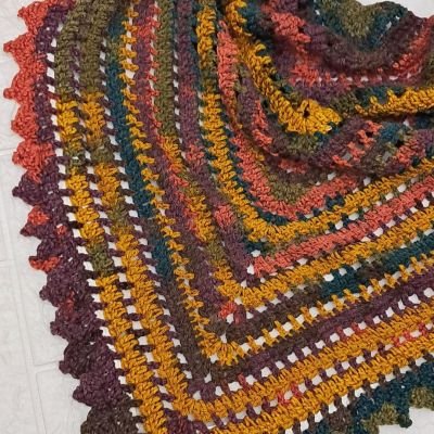Crochet shawl in attractive colors