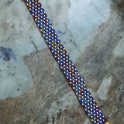 إسورة شانجاه ازرق مع نقاط ذهبية من خرز الميوكى