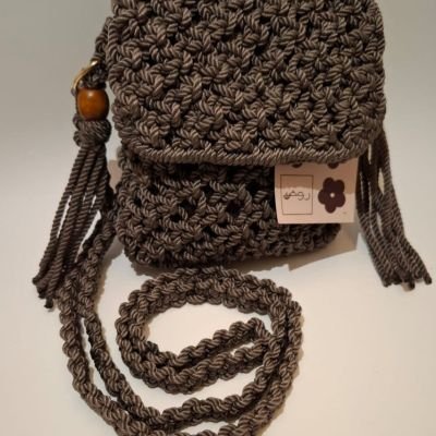 حقيبة موبايل مكرمية كروس &ndash; بني غامق