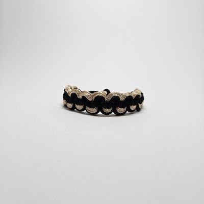 Onyx & Champagne Scalloped Macram&egrave; Statement Bracelet