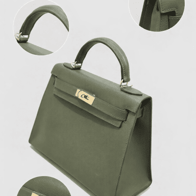 حقيبة يد على طراز كيلي - لون أخضر زيتوني