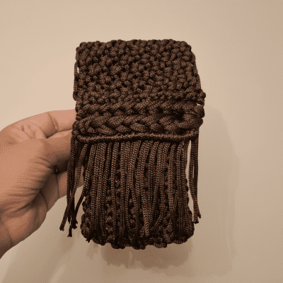 Macrame Phone Pouch - Crossbody Mobile Bag - Chocolate Brown