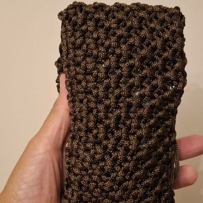 Macrame Phone Pouch - Crossbody Mobile Bag - Chocolate Brown
