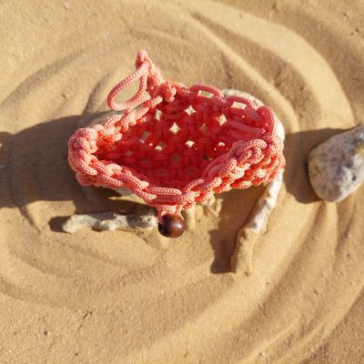 Macrame Wristlet Clutch - Salmon Pink