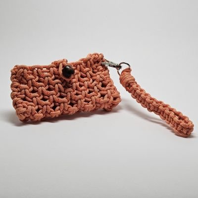 Macrame Wristlet Clutch - Salmon Pink