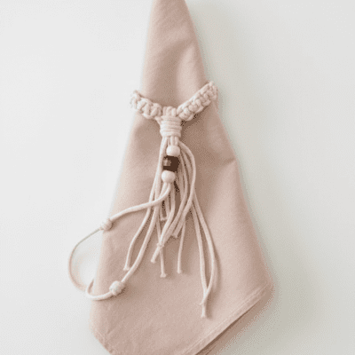 Macrame napkin ring set 6 - PURE