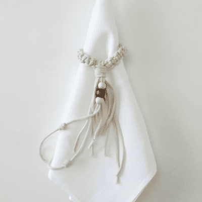 Macrame napkin ring set 6 - PURE