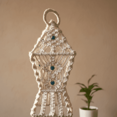White jute cord lantern