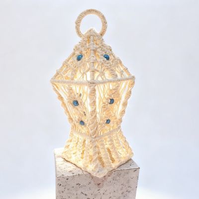 White jute cord lantern