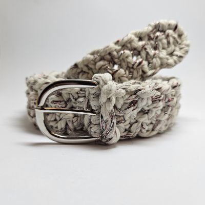 White cotton macrame cord belt 110 cm