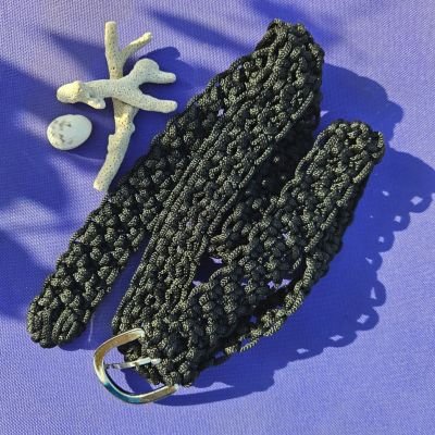 Black Macrame cord belt 120 cm