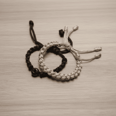 Macrame Bracelet Set of 2 - Adjustable Brown and Gold Bracelets