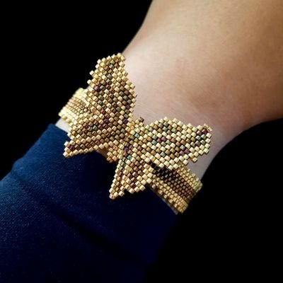 Butterfly bracelet in Shanjah color made of Miyuki beads