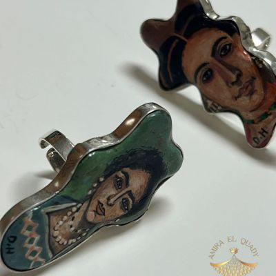 Silver rings - Fayoum faces 