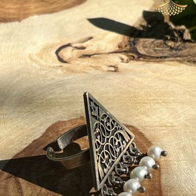 خاتم إسلامي مزين باللؤلؤ 