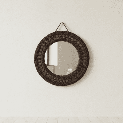 Dark Espresso Macrame Wall Mirror - 40 cm