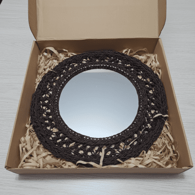 Dark Espresso Macrame Wall Mirror - 40 cm