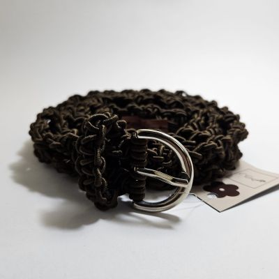 حزام مكرمية أسود باللون البني 120 سم