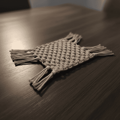 Macrame Coaster &ndash; Minimalist Hand-Woven Cotton Mug Rug - 6 pieces