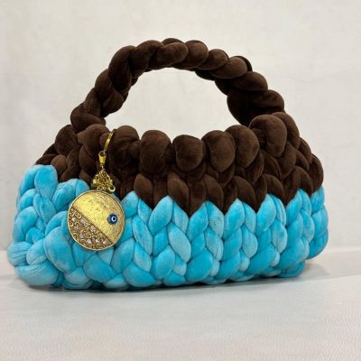 Brown*Turquoise fluffy bag
